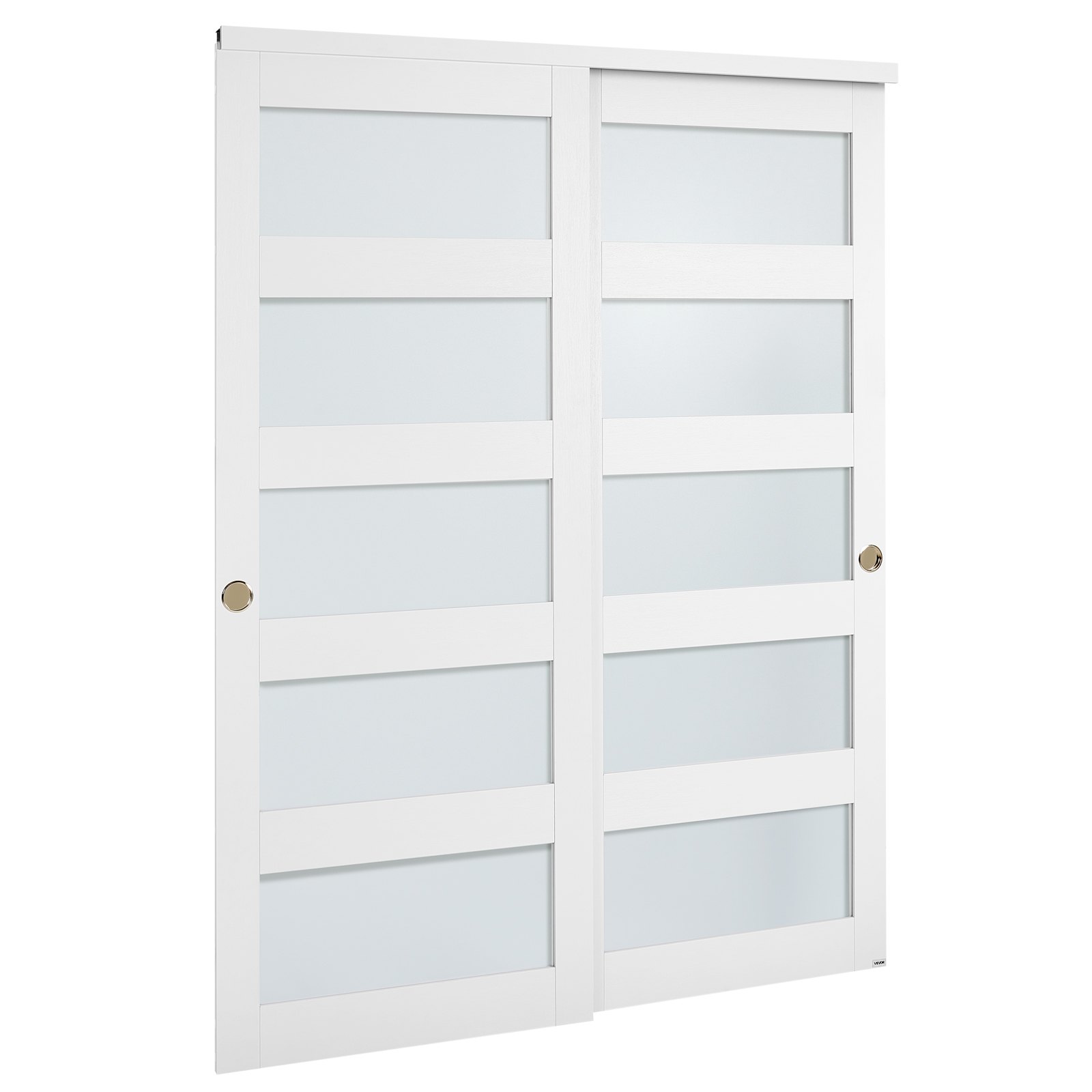 VEVOR Porta Scorrevole per Armadio, 1524 mm x 2032 mm, in Vetro Smerigliato a 5 Livelli con Kit Ferramenta, Lastra in Legno Massello e MDF con Superficie Impermeabile per Armadi Camere da Letto