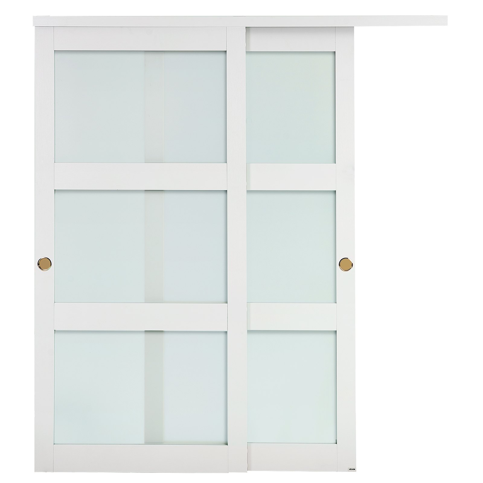 VEVOR Porta Scorrevole per Armadio, 1829 mm x 2032 mm, in Vetro Smerigliato a 5 Livelli con Kit Ferramenta, Lastra in Legno Massello e MDF con Superficie Impermeabile per Armadi Camere da Letto