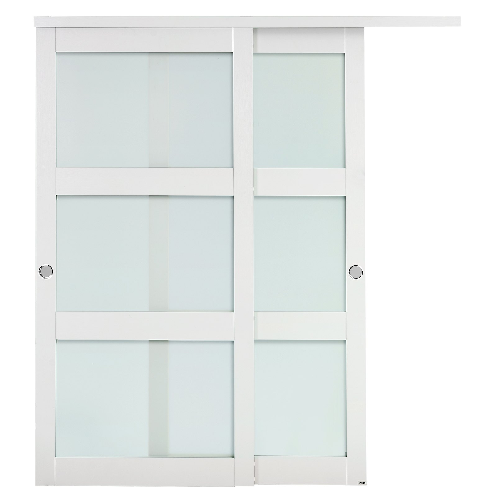 VEVOR Porta Scorrevole per Armadio, 1829 mm x 2032 mm, in Vetro Smerigliato a 5 Livelli con Kit Ferramenta, Lastra in Legno Massello e MDF con Superficie Impermeabile per Armadi Camere da Letto