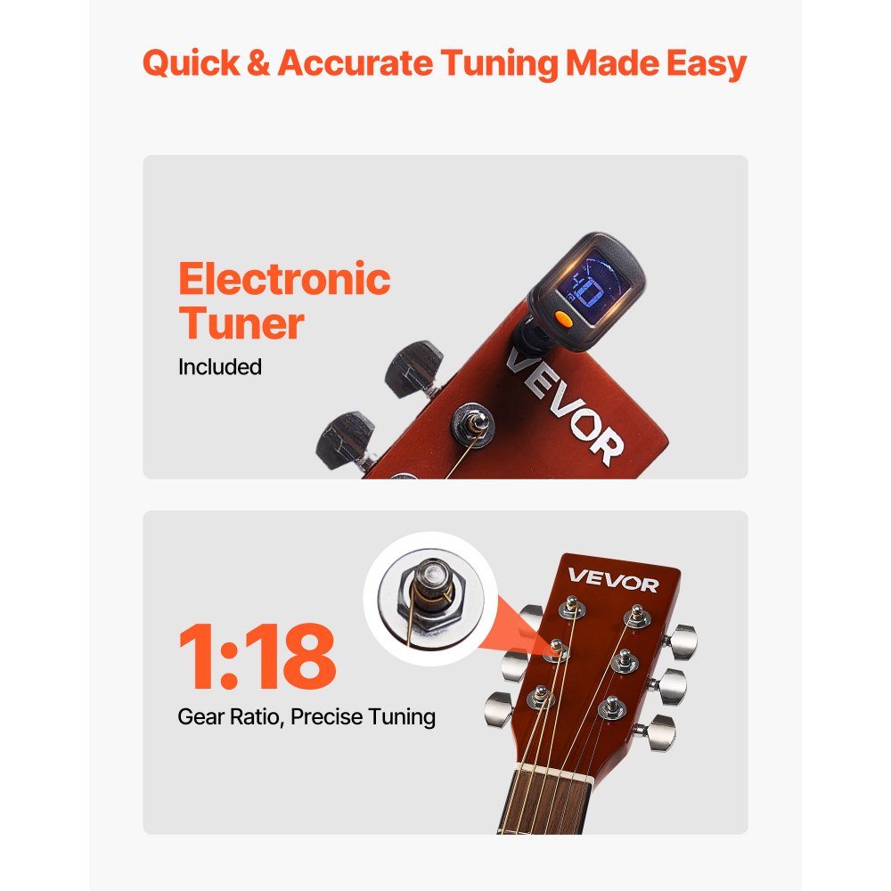 VEVOR Chitarra Acustica Dreadnought 40 in / 1016 mm Chitarra Acustica 6 Corde Sunburst