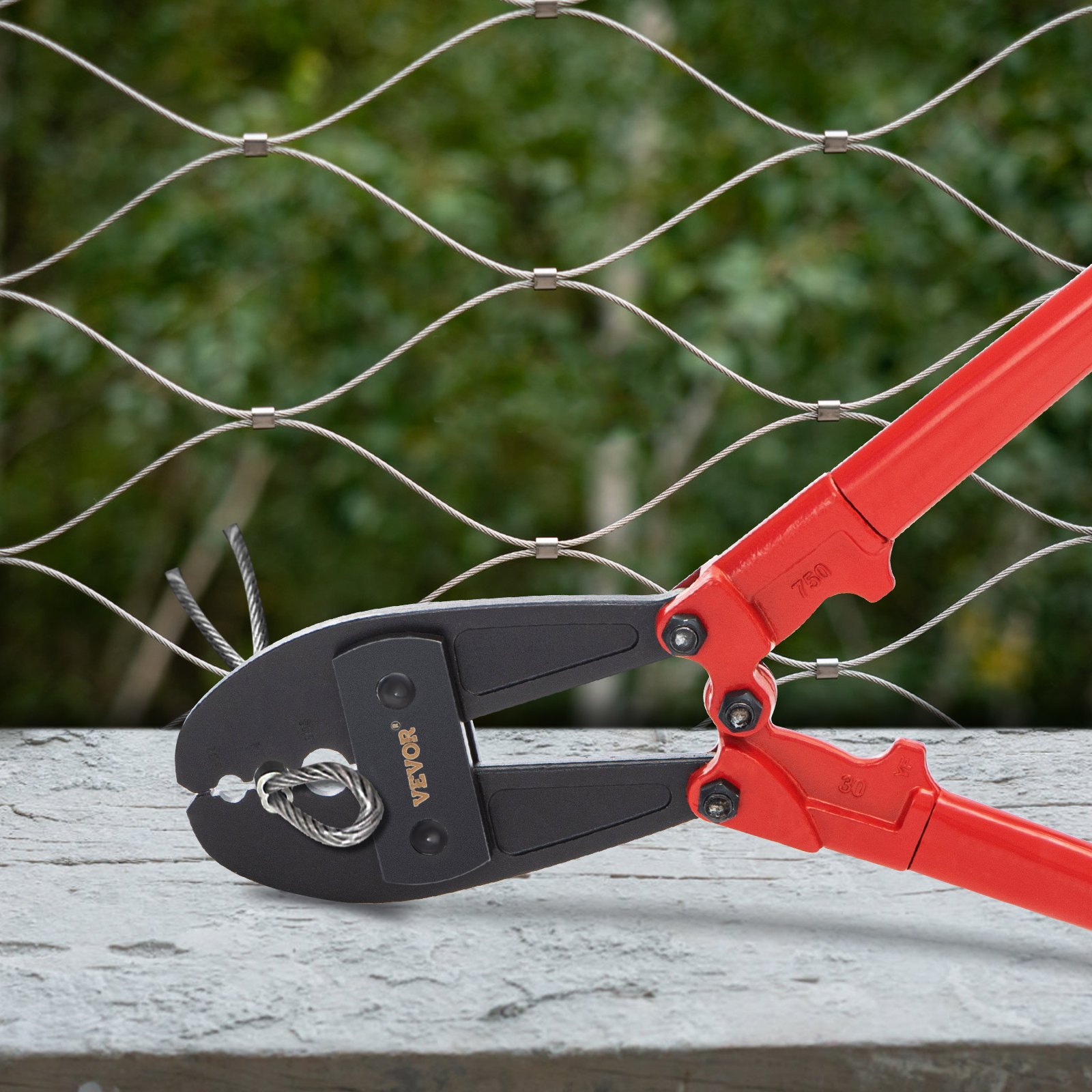 VEVOR Pinza per Crimpare a Mano 76,2cm 3 Cavità 4.0mm 6.0mm 8.0mm pressatrice multistrato Strumento a Crimpare per Manicotti Ovali in Rame e Alluminio