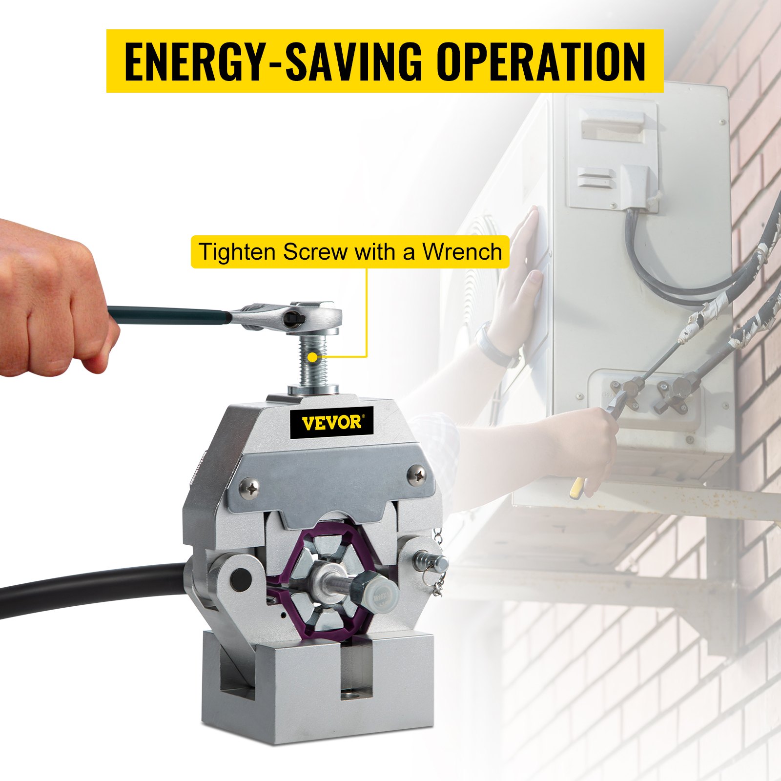 VEVOR Manually Operated AC Hose Crimping Tool Hydra-Krimp 71550 Manual AC Hose Crimping Kit Air Conditioning Repair Handheld AC Hose Crimping Tool with 4 Dies