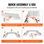 VEVOR assembly instructions with zip ties, lock buckles, waterproof cloth, and ground stakes.