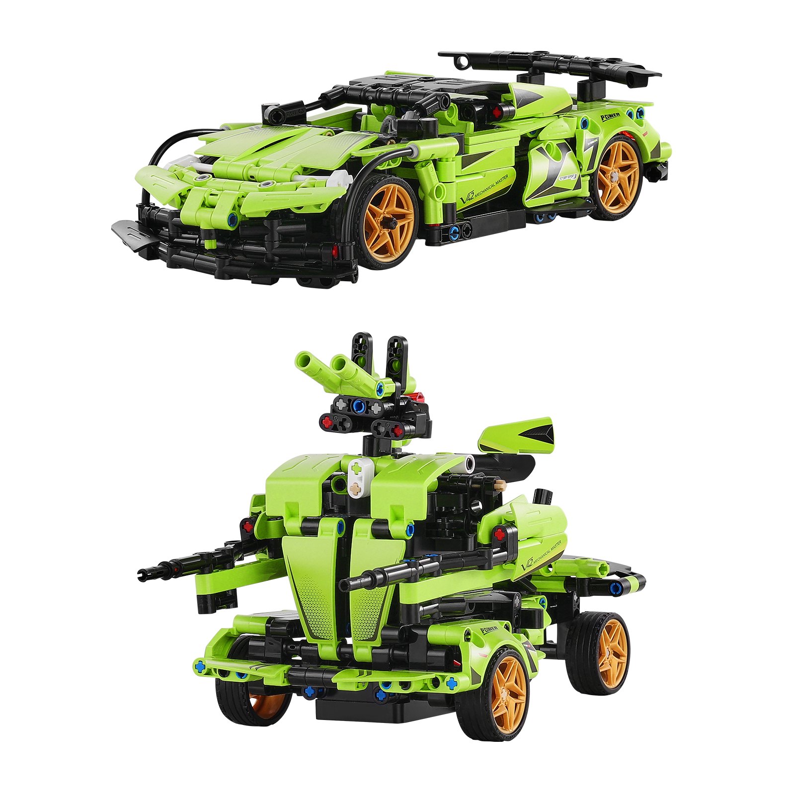 VEVOR STEM construction toy for children, 2-in-1 building blocks with 461 pieces, remote controlled car building kits, remote controlled and app-controlled car/robot, RC STEM robot building set, gifts for boys and girls aged 6, 7, 8, 9, 10, 11 and 12+