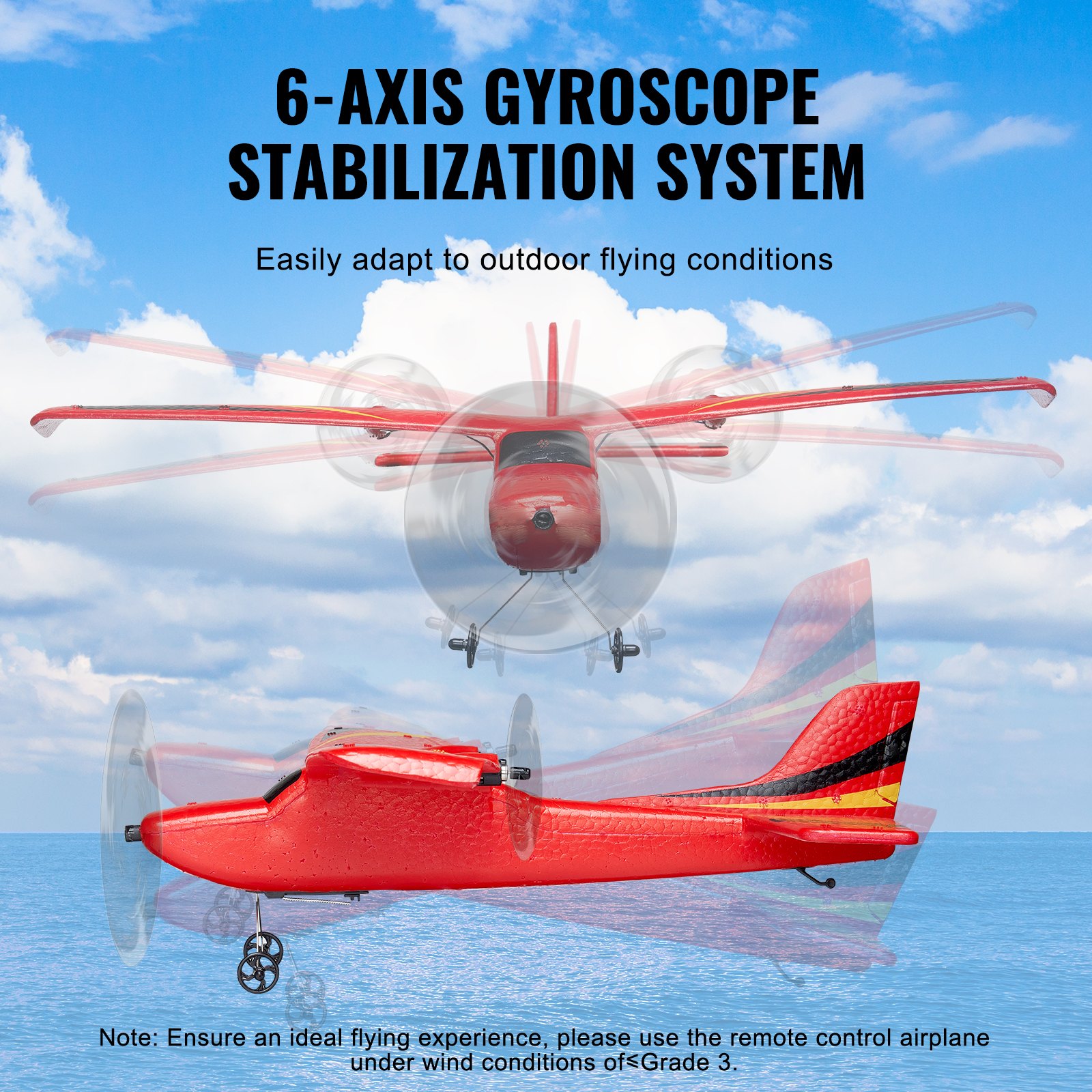 VEVOR RC airplane, 2.4 GHz 2-channel remote control airplane with 6-axis gyro stabilizer, ready-to-fly toy airplane with 2 batteries, easy-to-fly RC glider for adults, children, beginners, boys and girls