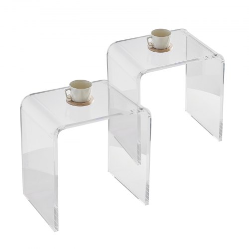 VEVOR Set di Tavolino da Salotto 2 Pezzi 415x305x460 mm Tavolino da Soggiorno Acrilico Carico max. 25 kg per Salotto Tavolino da Caffè Camera da Letto Balcone, Tavolino Caffè Trasparente Basso 2 Pezzi