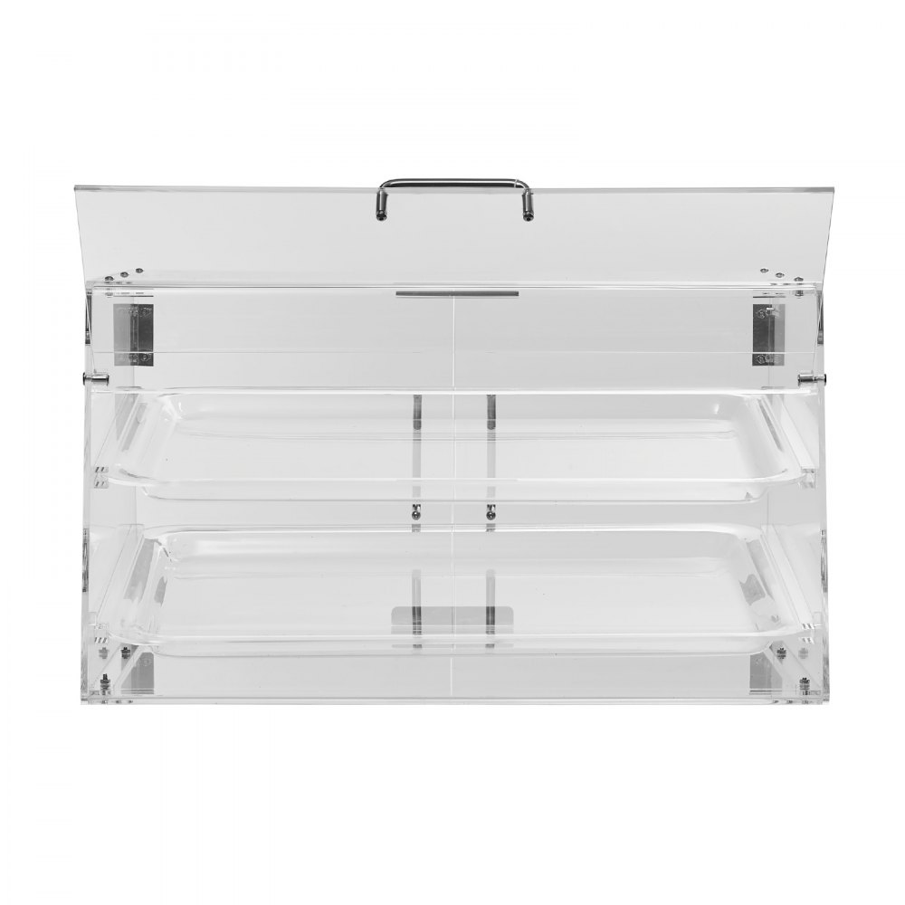 VEVOR Espositore per Pasticceria 2 Ripiani Accesso sul Retro Ripiani Rimovibili in Acrilico Trasparente, Espositore da Pasticceria per Pane Dolci da Pasticceria 510 x 350 x 35 mm Vetrina da Panificio