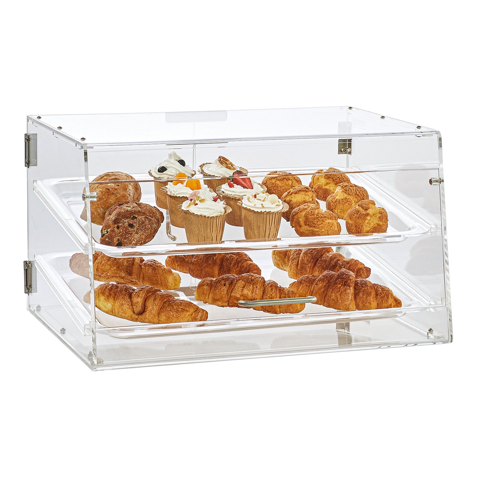 VEVOR Espositore per Pasticceria 2 Ripiani Accesso sul Retro Ripiani Rimovibili in Acrilico Trasparente, Espositore da Pasticceria per Pane Dolci da Pasticceria 510 x 350 x 35 mm Vetrina da Panificio