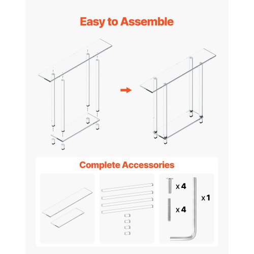 CRTERICX Tavolo consolle stretto in acrilico per ingresso, 19,3 cm di profondità x 100,1 cm di larghezza x 80 cm di altezza, gambe quadrate, tavolo da ingresso sottile per divano, atrio, corridoio