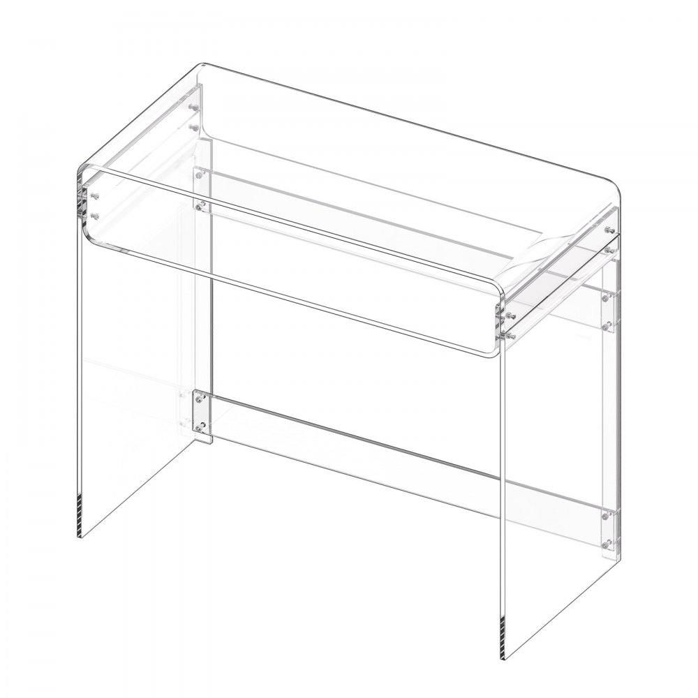 VEVOR Scrivania in Acrilico Trasparente, Rettangolare a 2 Livelli con Contenitore, Moderno Tavolino da Computer, per Camera da Letto, Isola Cucina, Ristorante, Ufficio, 40 x 85 x 75 cm, Trasparente