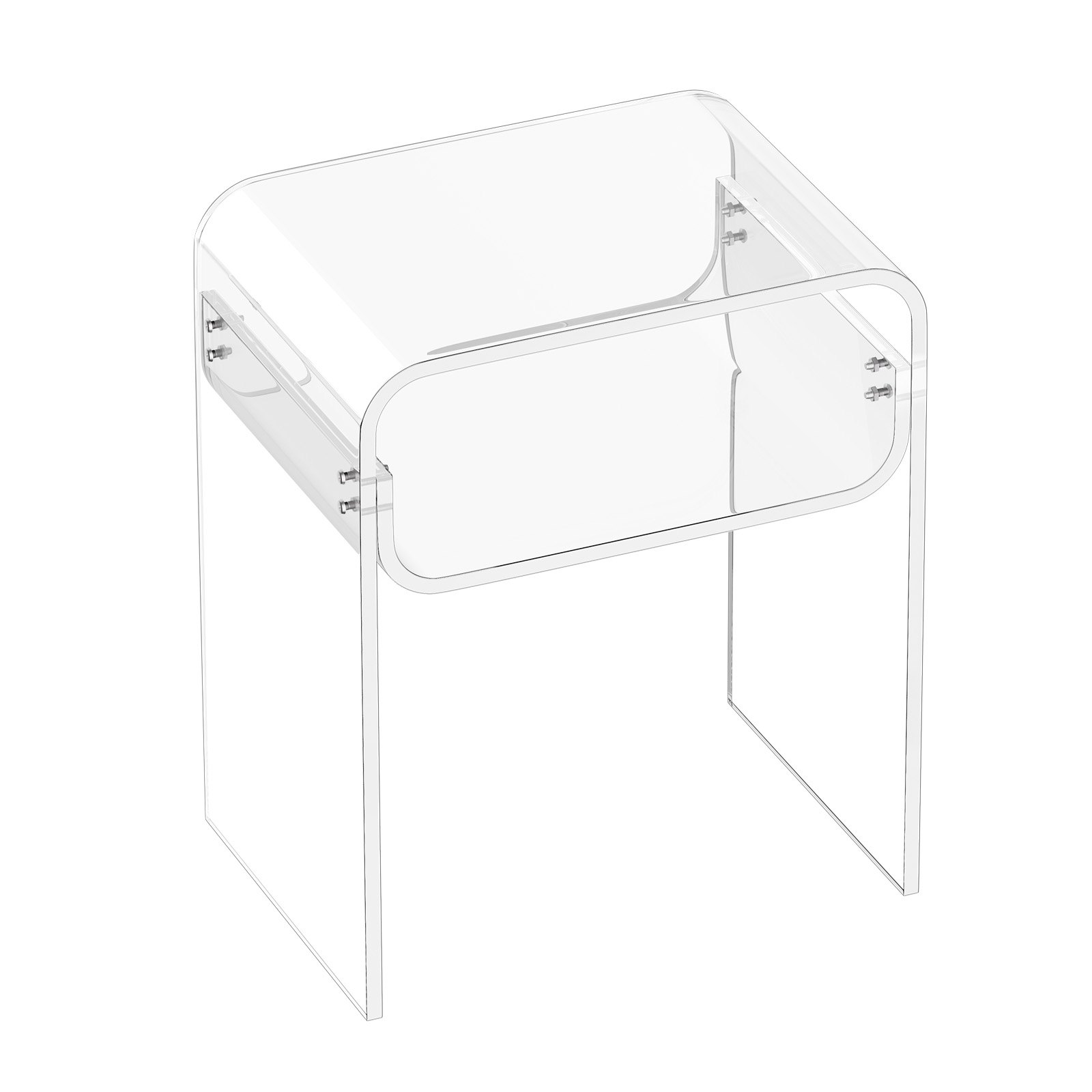 VEVOR Tavolino in Acrilico, Comodino Trasparente a 2 Livelli con Ripiano, Comodino Rettangolare Moderno in Acrilico, Comodino Spesso per Camera da Letto, Soggiorno, Studio, 30 x 40 x 50 cm