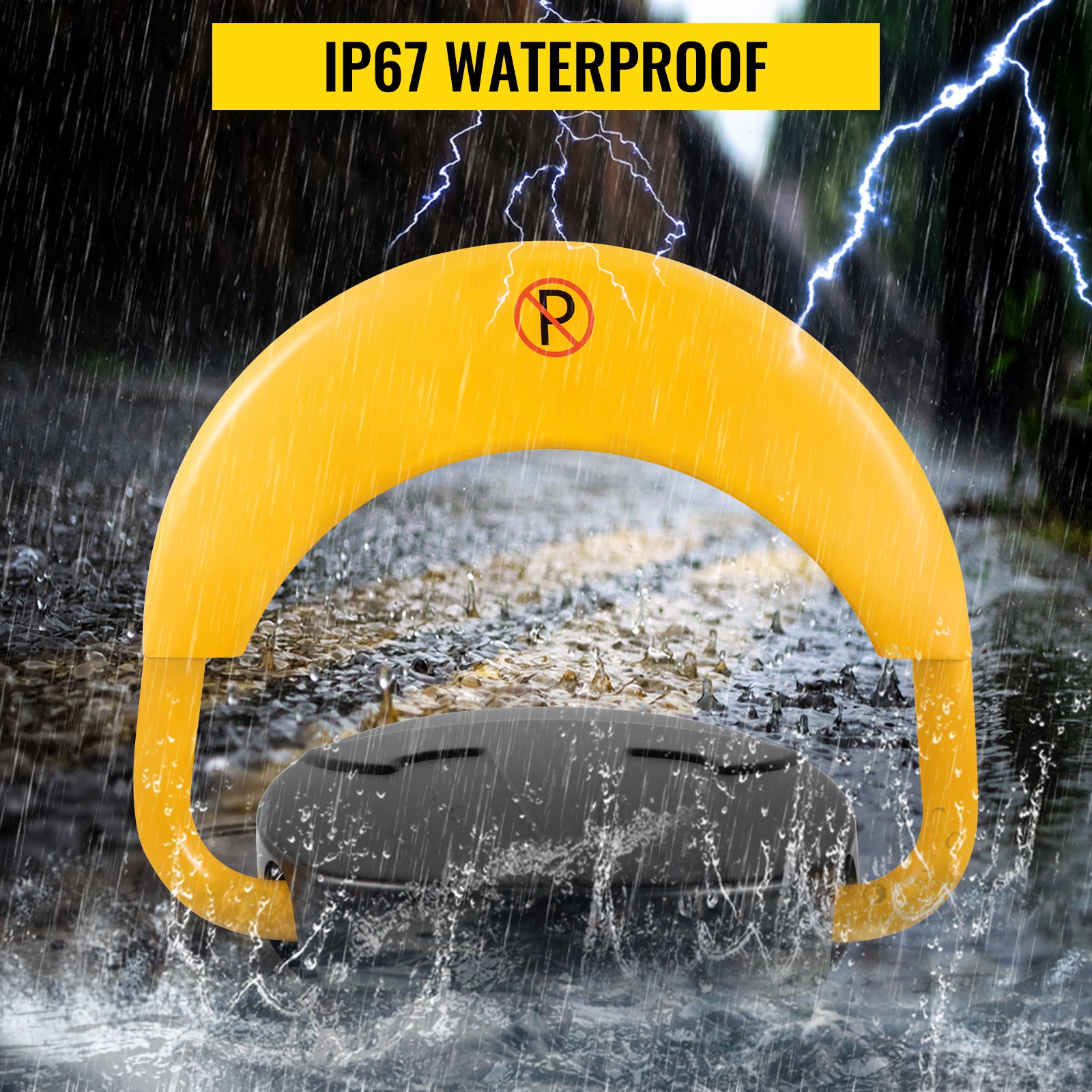 VEVOR Blocco del parcheggio automatico con telecomando elettronico, parcheggio privato, blocco del parcheggio con allarme barriera automatica con allarme barriera automatica, batteria non inclusa