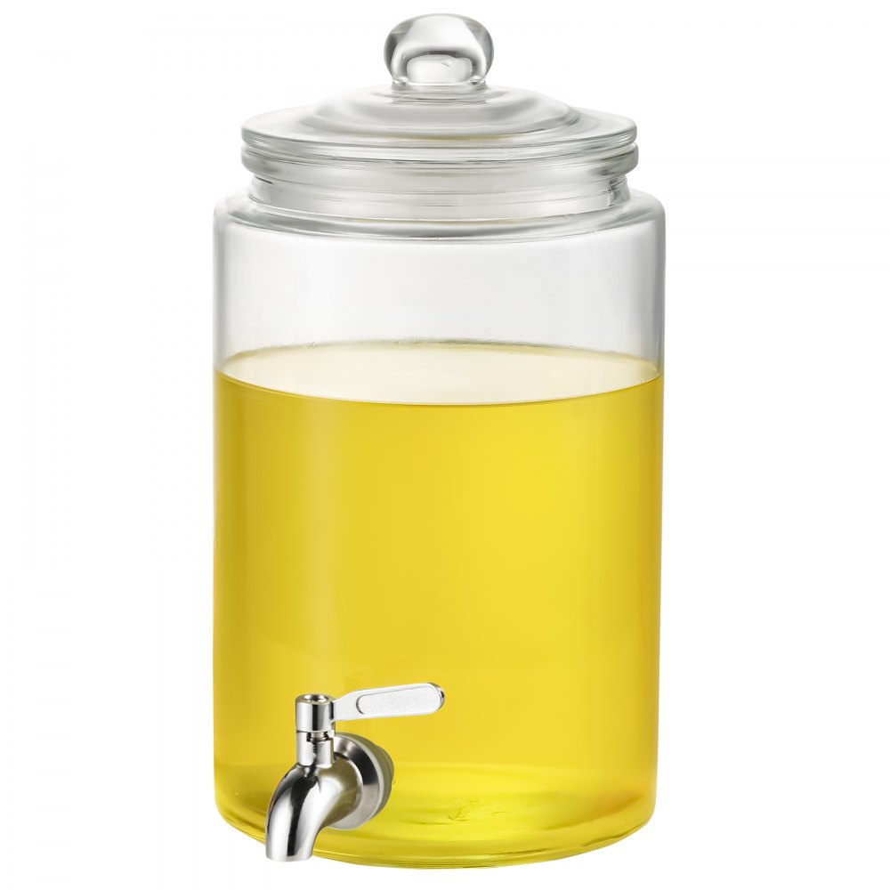 VEVOR Dispenser per Bevande di Vetro, Dispenser per Bevande da 3,8 Litri per Feste, Dispenser con Rubinetto Acciaio Inossidabile, Dispenser per Acqua per Succo, Tè Freddo, Ristoranti, Hotel, Feste