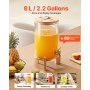 VEVOR Distributore di Bevande 8 L per Feste, Contenitore di Succhi in Vetro con Supporto in Legno con Rubinetto in Acciaio Inox, Distributore di Tè Freddo, Limonata per Ristoranti, Hotel e Feste