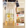 VEVOR Distributore di Bevande 8 L per Feste, Contenitore di Succhi in Vetro con Supporto in Legno con Rubinetto in Acciaio Inox, Distributore di Tè Freddo, Limonata per Ristoranti, Hotel e Feste