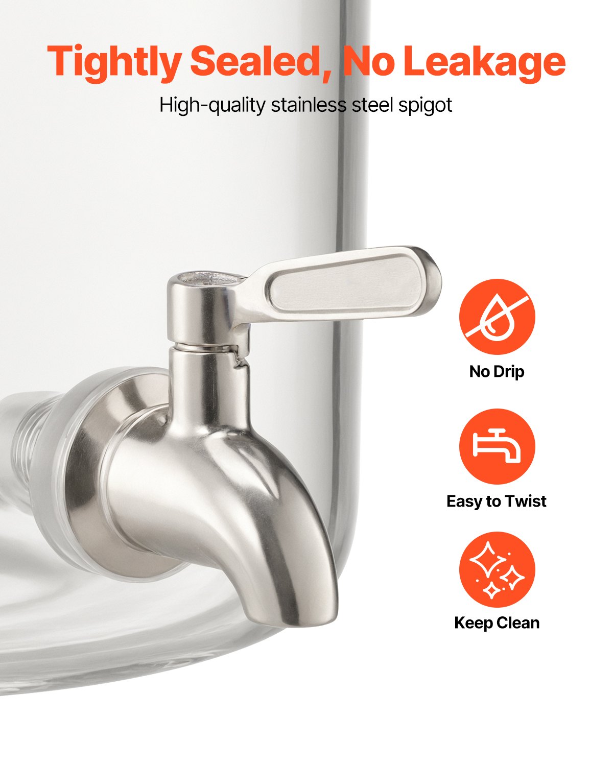 VEVOR Distributore di Bevande 8 L per Feste, Contenitore di Succhi in Vetro con Supporto in Legno con Rubinetto in Acciaio Inox, Distributore di Tè Freddo, Limonata per Ristoranti, Hotel e Feste