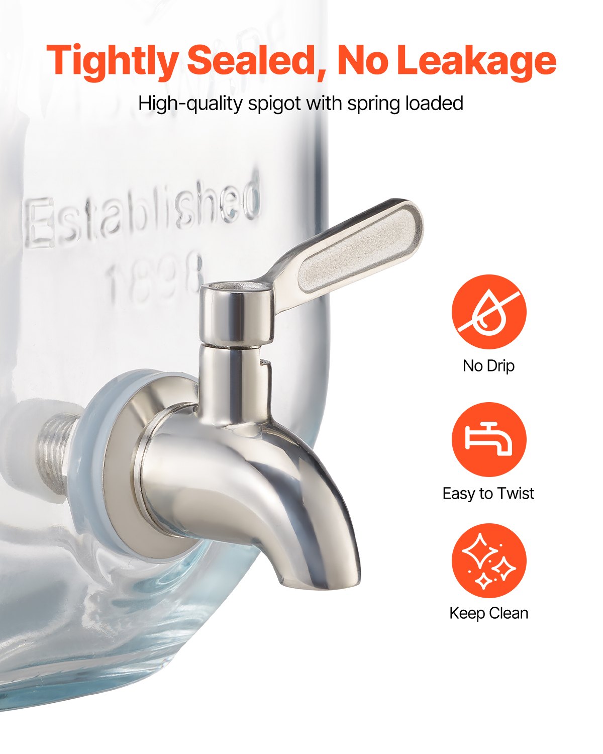 VEVOR Distributore di Bevande, 3 Pezzi da 8 L, Contenitore di Succhi in Vetro con Supporto in Legno, Rubinetto in Acciaio Inox, Infusore, Distributore di Tè Freddo, Limonata, per Feste