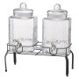 VEVOR Distributore di Bevande, 2 Pezzi da 5,5 L, Contenitore di Succhi in Vetro con Supporto in Metallo, Rubinetto in Acciaio Inox, Infusore, Distributore di Tè Freddo, Limonata, per Feste
