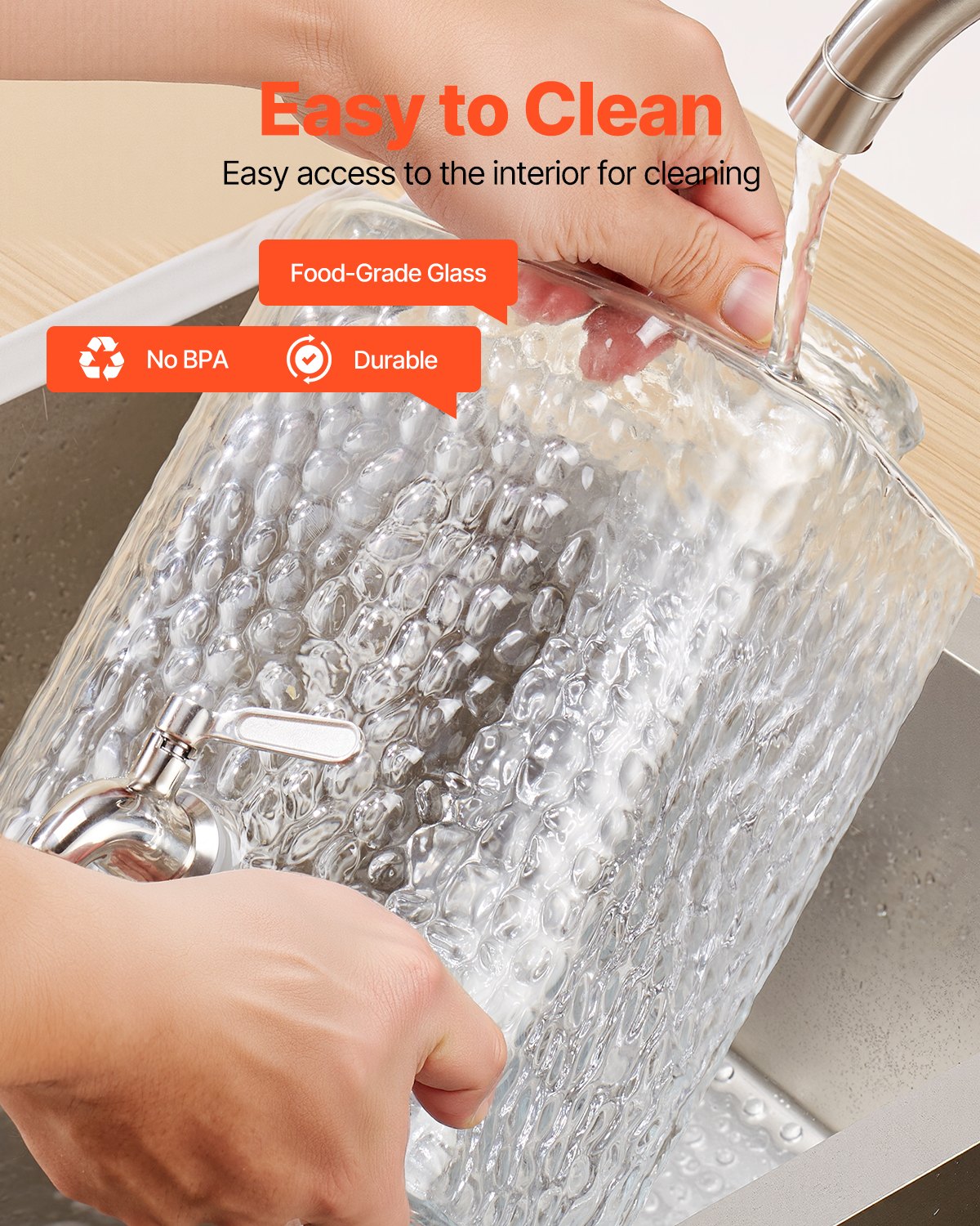 VEVOR Distributore di Bevande, 2 Pezzi da 5,5 L, Contenitore di Succhi in Vetro con Supporto in Metallo, Rubinetto in Acciaio Inox, Infusore, Distributore di Tè Freddo, Limonata, per Feste