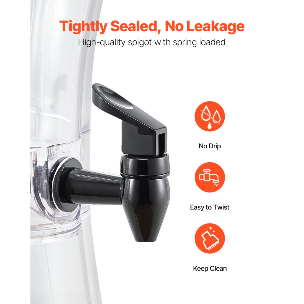 VEVOR Beverage Dispenser (13 L) for Parties, Plastic Juice Dispenser with Drip-Proof Tap, Water Dispenser for Restaurants, Hotels, Parties, Lemonade, Iced Tea, Homemade Drinks