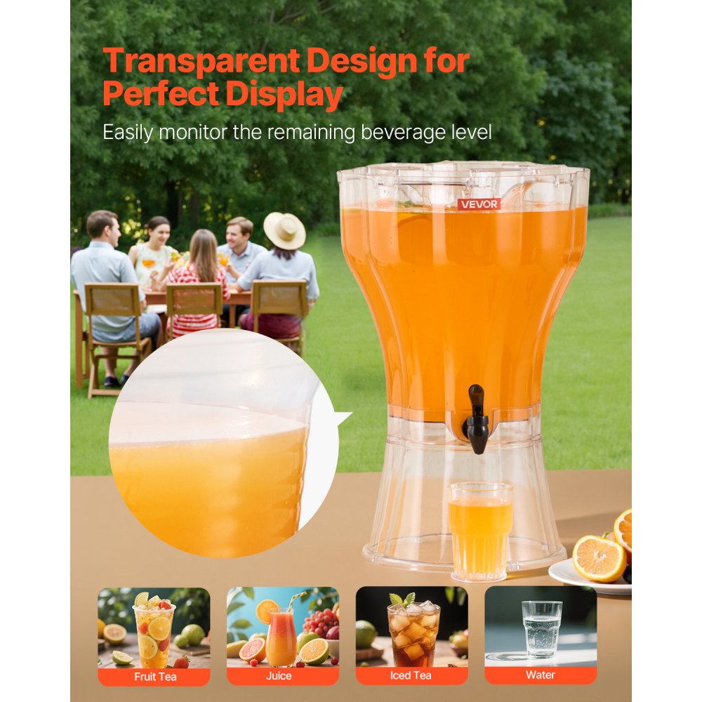 VEVOR Beverage Dispenser (13 L) for Parties, Plastic Juice Dispenser with Drip-Proof Tap, Water Dispenser for Restaurants, Hotels, Parties, Lemonade, Iced Tea, Homemade Drinks
