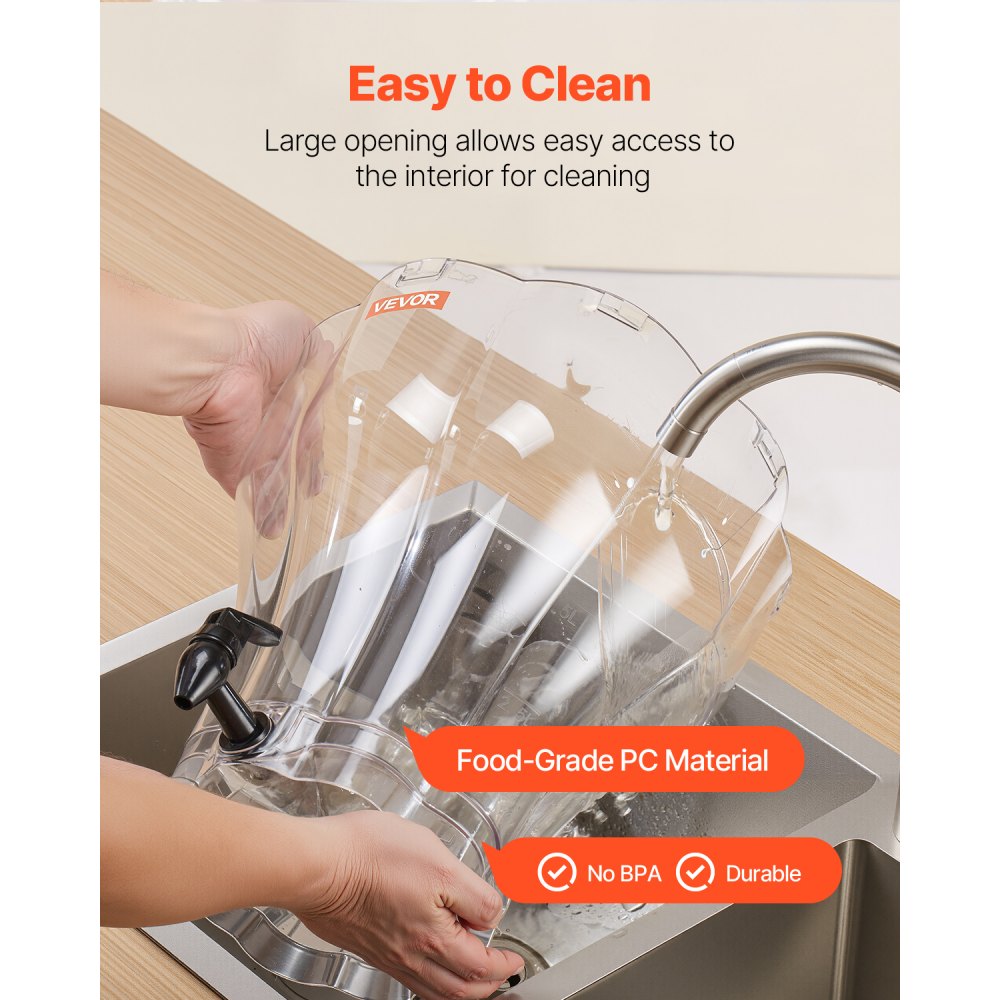 VEVOR Beverage Dispenser (13 L) for Parties, Plastic Juice Dispenser with Drip-Proof Tap, Water Dispenser for Restaurants, Hotels, Parties, Lemonade, Iced Tea, Homemade Drinks