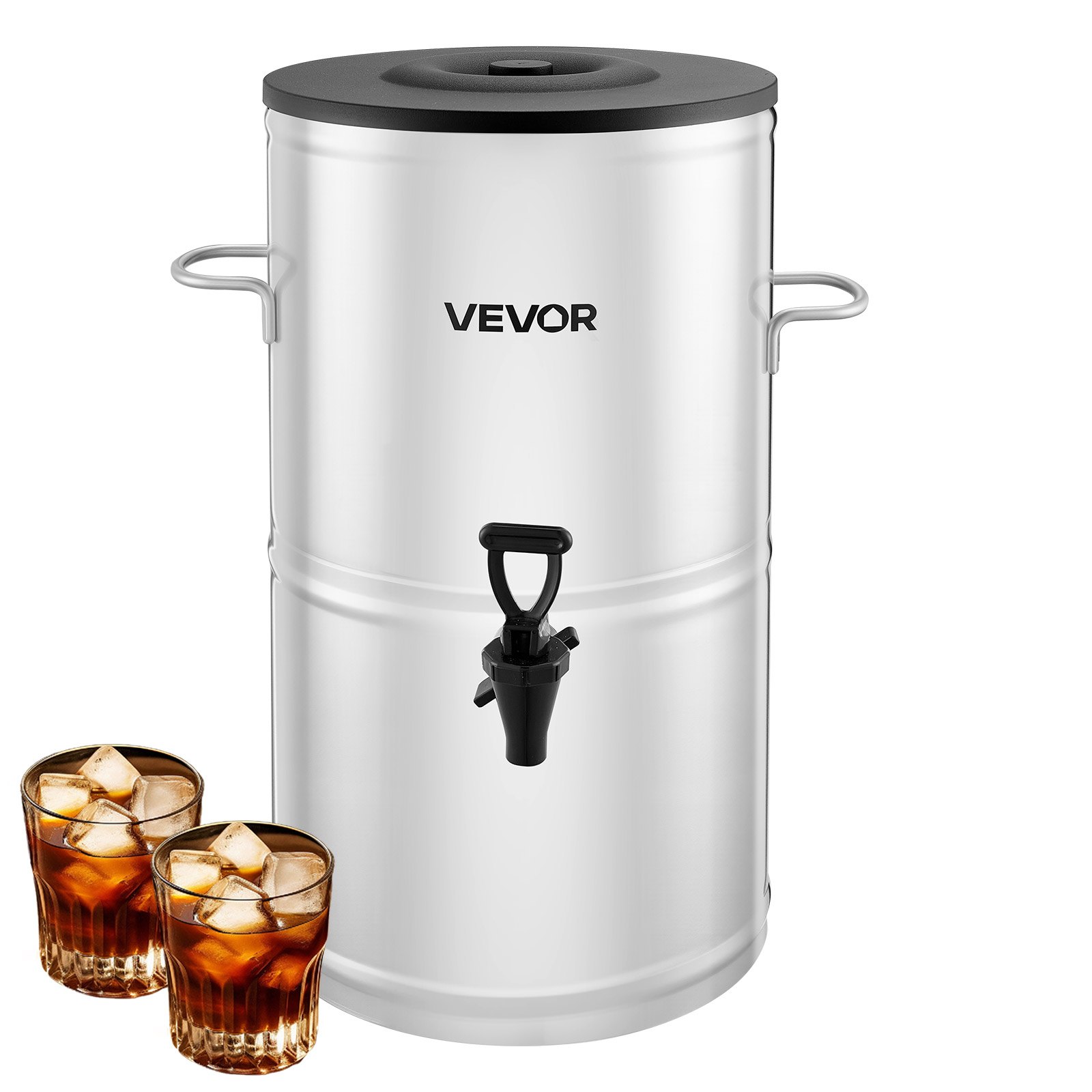 VEVOR Distributore di Tè Freddo da 15 L Distributore di Bevande Isolato in Acciaio Inox 304 con Rubinetto e Maniglia, per Bevande Calde e Fredde, per Caffè e Acqua in Bar e Ristoranti