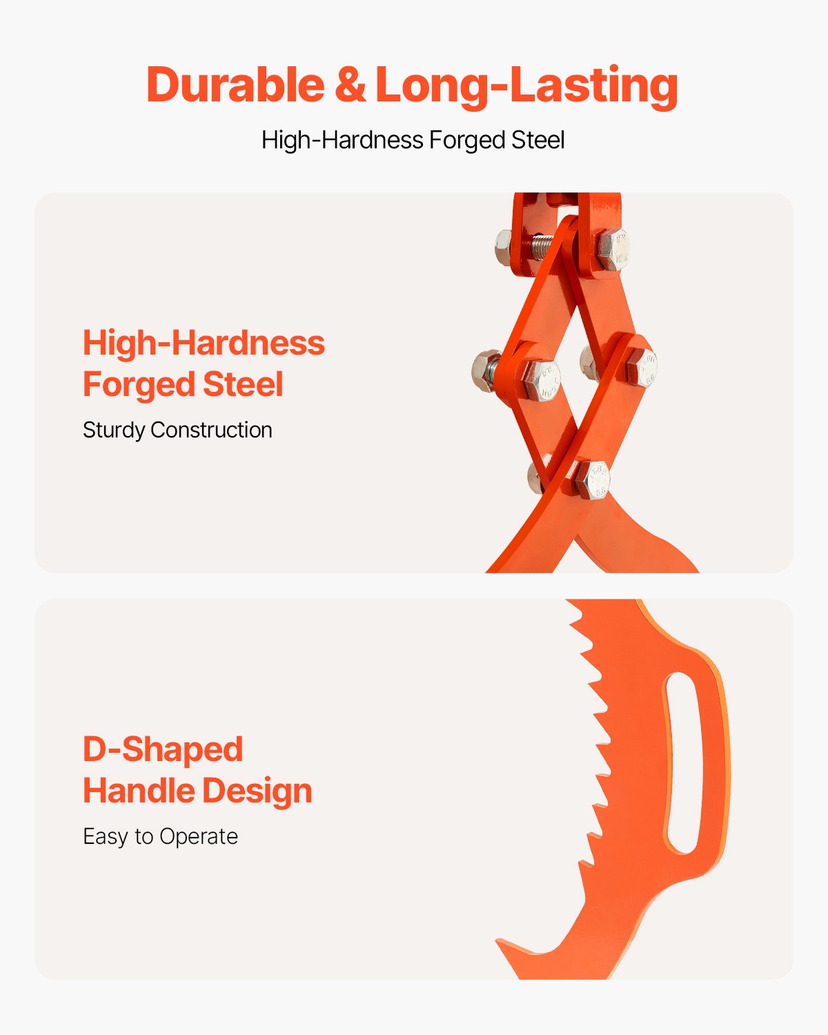 VEVOR Pinze per Sollevamento Pietre 710 mm a 2 Artigli, Pinze per Tronchi Girevole in Acciaio Capacità Sollevamento 500 kg Design ad Artiglio Seghettato, Pinze per Aggancio per Blocchi Pietra Marmo