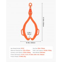 VEVOR Pinza per Sollevamento 812 mm 2 Artigli per Tronchi in Acciaio Girevole