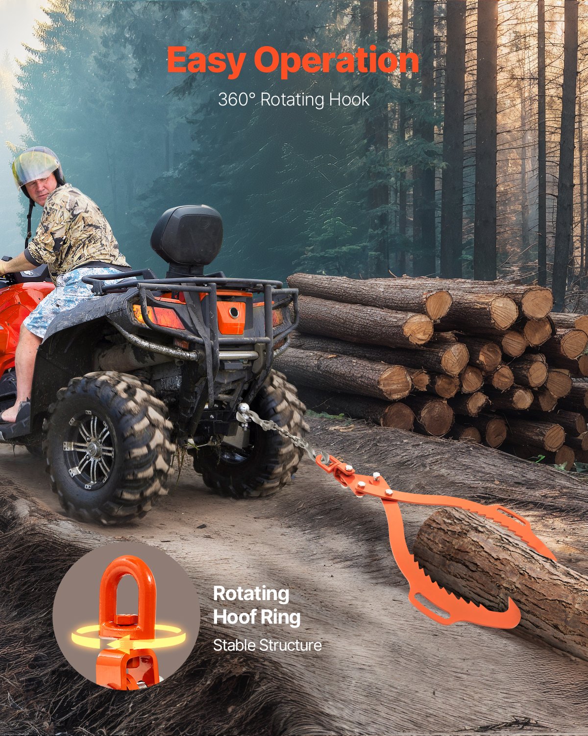 VEVOR Pinze per Sollevamento Pietre 812 mm 2 Artigli, Pinze per Tronchi Girevole in Acciaio Capacità Sollevamento 700 kg Design Artiglio Seghettato, Pinze per Aggancio per Camion, Trattori, Carrelli