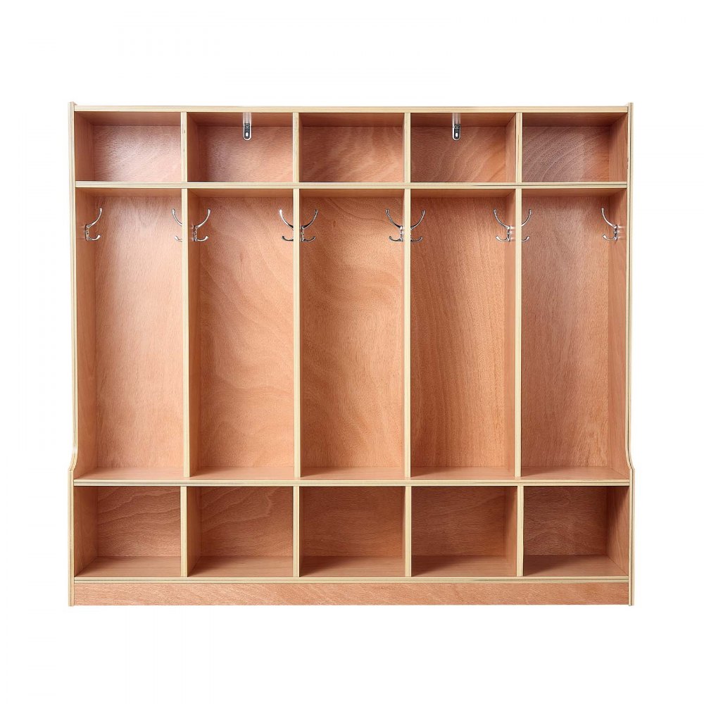 VEVOR Armadio Porta Cappotti Scarpe per Bambini 5 Scomparti, Armadietto per Bambini Guardaroba per Spazio Asilo Nido Scuola Materna Casa, 10 Piccoli Scomparti di Stoccaggio, Armadietto con Ganci