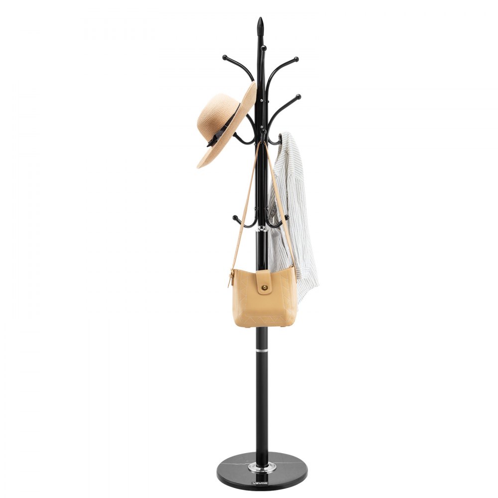VEVOR Appendiabiti da Terra 370 x 370 x 1800 mm Appendiabiti Indipendente con Base in Marmo Stabile e 6 Ganci, per Ingresso, Camera da Letto, Ufficio, Soggiorno, per Cappotti, Cappelli, Borse