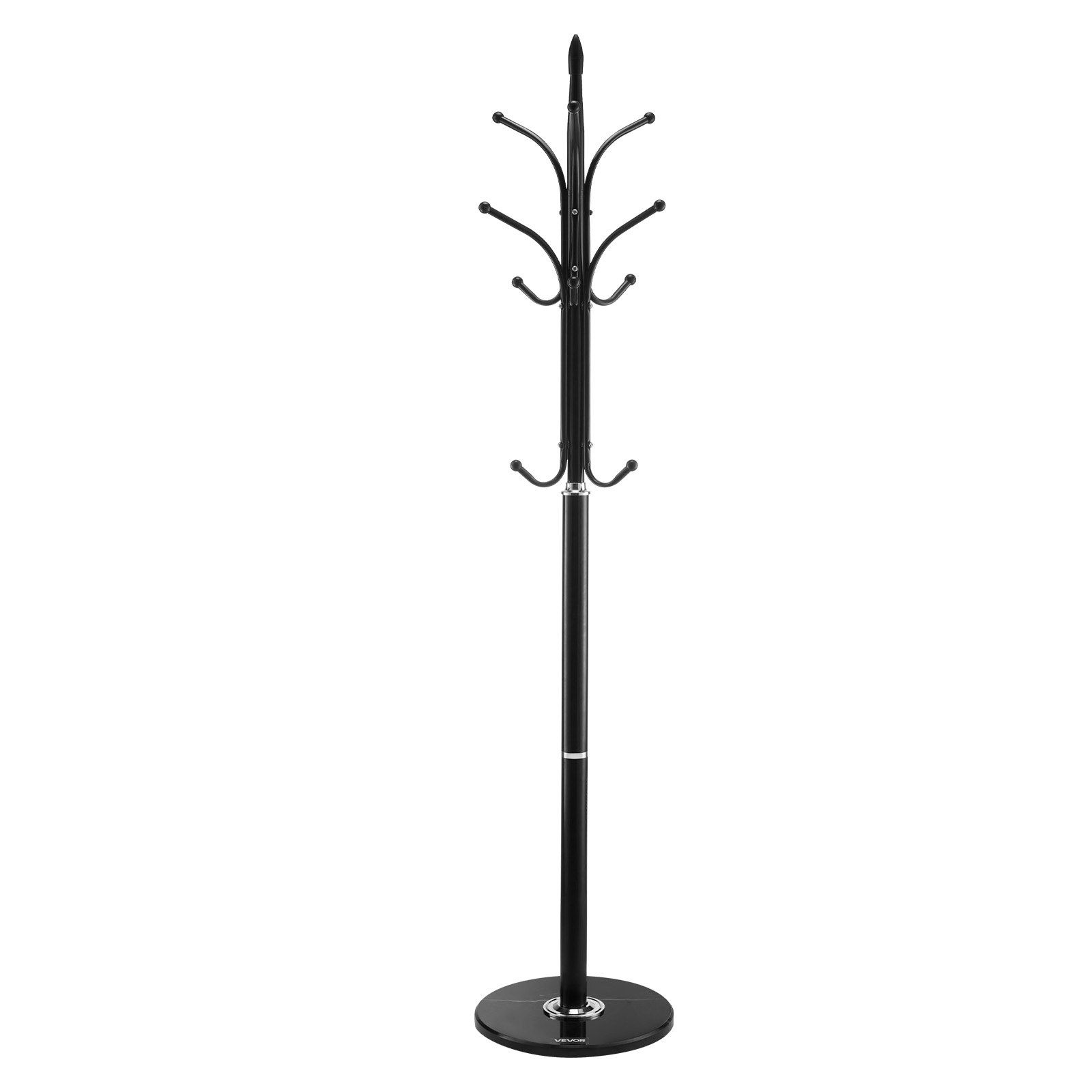 VEVOR Appendiabiti da Terra 370 x 370 x 1800 mm Appendiabiti Indipendente con Base in Marmo Stabile e 6 Ganci, per Ingresso, Camera da Letto, Ufficio, Soggiorno, per Cappotti, Cappelli, Borse