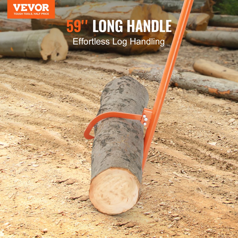 VEVOR Felling Lever, 1500 mm, Steel Log Lifter, Log Turner, Forestry Hook for Logs with Max. Diameter 81 cm, Forestry Tool, Felling Aid with Dual Function for Rolling & Clamping Logs