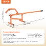 VEVOR Cric per Tronchi, 1180 mm Sollevatore per Tronchi in Acciaio per Impieghi Gravosi, Rullo per Tronchi con Gancio Regolabile, Attrezzi per Registrazione, Sollevatore per Tronchi, Diametro 381 mm