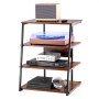 VEVOR Supporto Multimediale AV 4 Livelli con Prese Multiple, Supporto TV Angolare Luci LED, Ripiani in Legno Regolabili in Altezza, Supporto per Lettori DVD Decoder Via Cavo Console di Gioco, Marrone