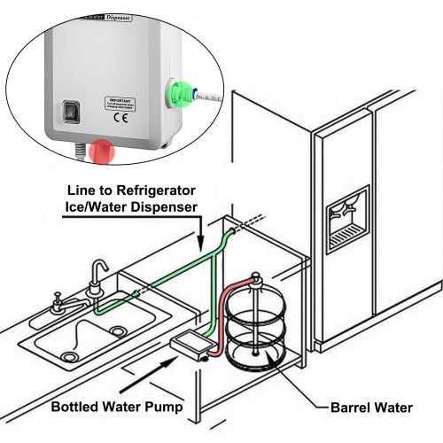 VEVOR Pompa di Erogazione 3,78 L/min Pompa di Erogazione dell'acqua 35 W Sistema di Acqua in Bottiglia 40 Psi 11-22 L Sistema di Erogazione di Acqua