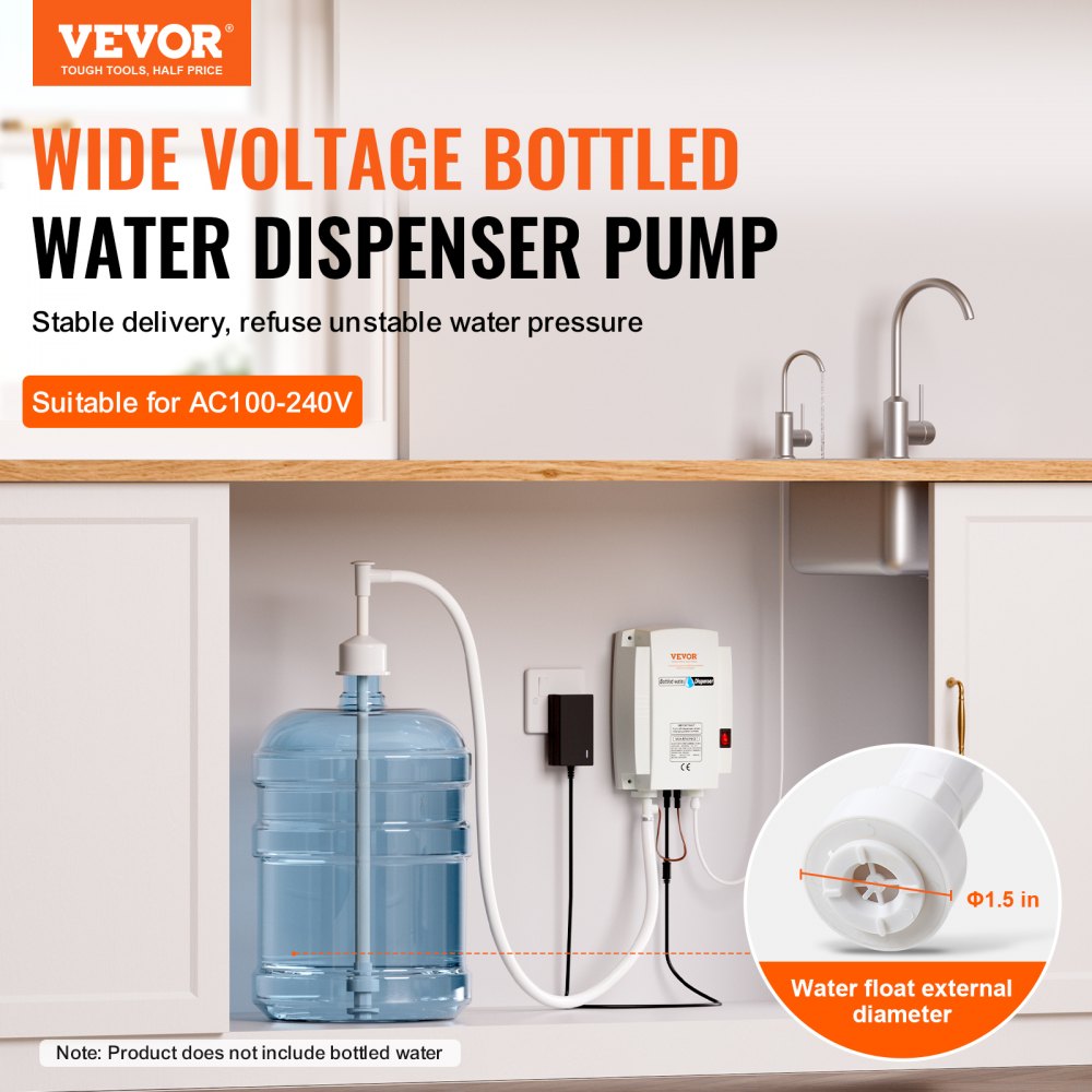 VEVOR pump system for bottled water dispensers, 5-gallon dispenser system, automatic electric water dispenser, single-inlet water jug pump, compatible with coffee/tea machines and refrigerators