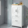 VEVOR Mobiletto da Bagno a 4 Ripiani con 2 Ante Ripiano Regolabile, Credenza da Pavimento Armadietto da Pavimento per Cucina Soggiorno Ingresso, Mobile con Cassetti, Bianco