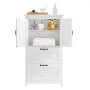 VEVOR Mobiletto da Bagno a 4 Ripiani con 2 Ante Ripiano Regolabile, Credenza da Pavimento Armadietto da Pavimento per Cucina Soggiorno Ingresso, Mobile con Cassetti, Bianco