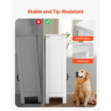 VEVOR Mobiletto da Bagno Autoportante 4 Ripiani 2 Ante Credenza da Cucina Bianco
