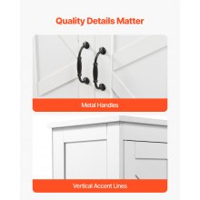 VEVOR Mobiletto da Bagno Credenza da Pavimento 4 Ante Ripiano Regolabile Bianco