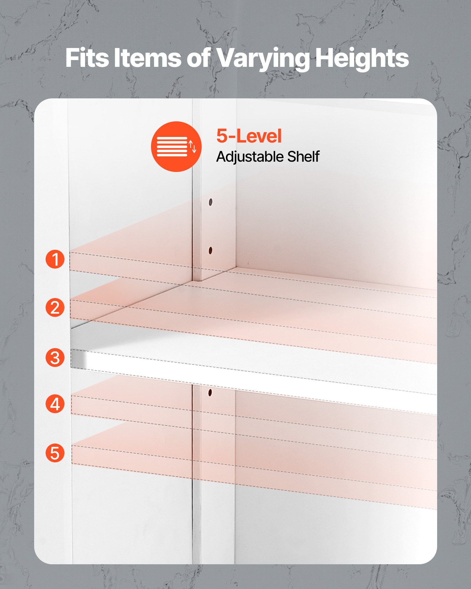 VEVOR Mobiletto da Bagno a 4 Ripiani con 4 Ante Ripiano Regolabile, Credenza da Pavimento Armadietto da Pavimento per Cucina Soggiorno Ingresso, Mobile Multifunzionale per Casa, Bianco