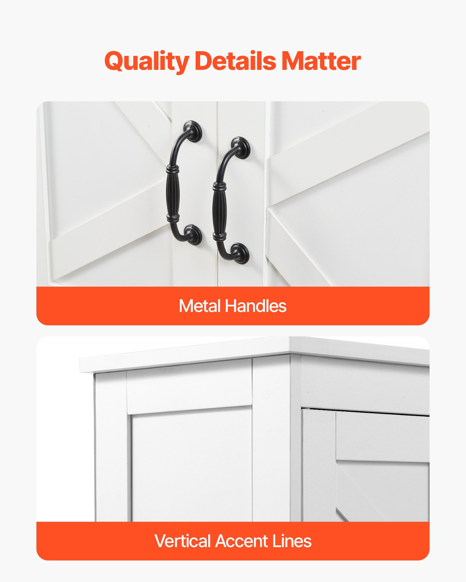 VEVOR Mobiletto da Bagno a 4 Ripiani con 4 Ante Ripiano Regolabile, Credenza da Pavimento Armadietto da Pavimento per Cucina Soggiorno Ingresso, Mobile Multifunzionale per Casa, Bianco