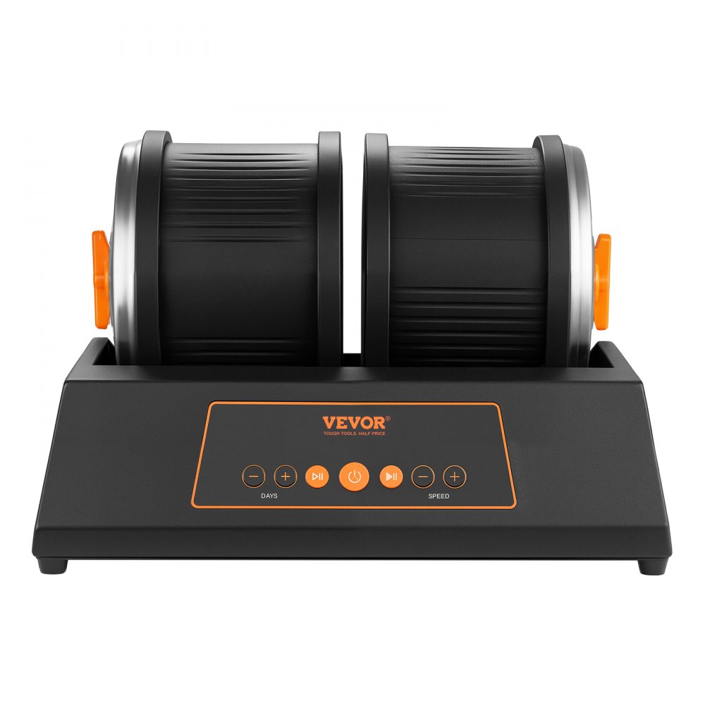 VEVOR Lucidatrice Elettrica per Rocce, Carico 3,63 kg, Doppio Tamburo, 4 Livelli di Velocità, Set per Lucidatura di Pietre con Timer di Lucidatura, Pannello di Controllo e Adattatore, Nero