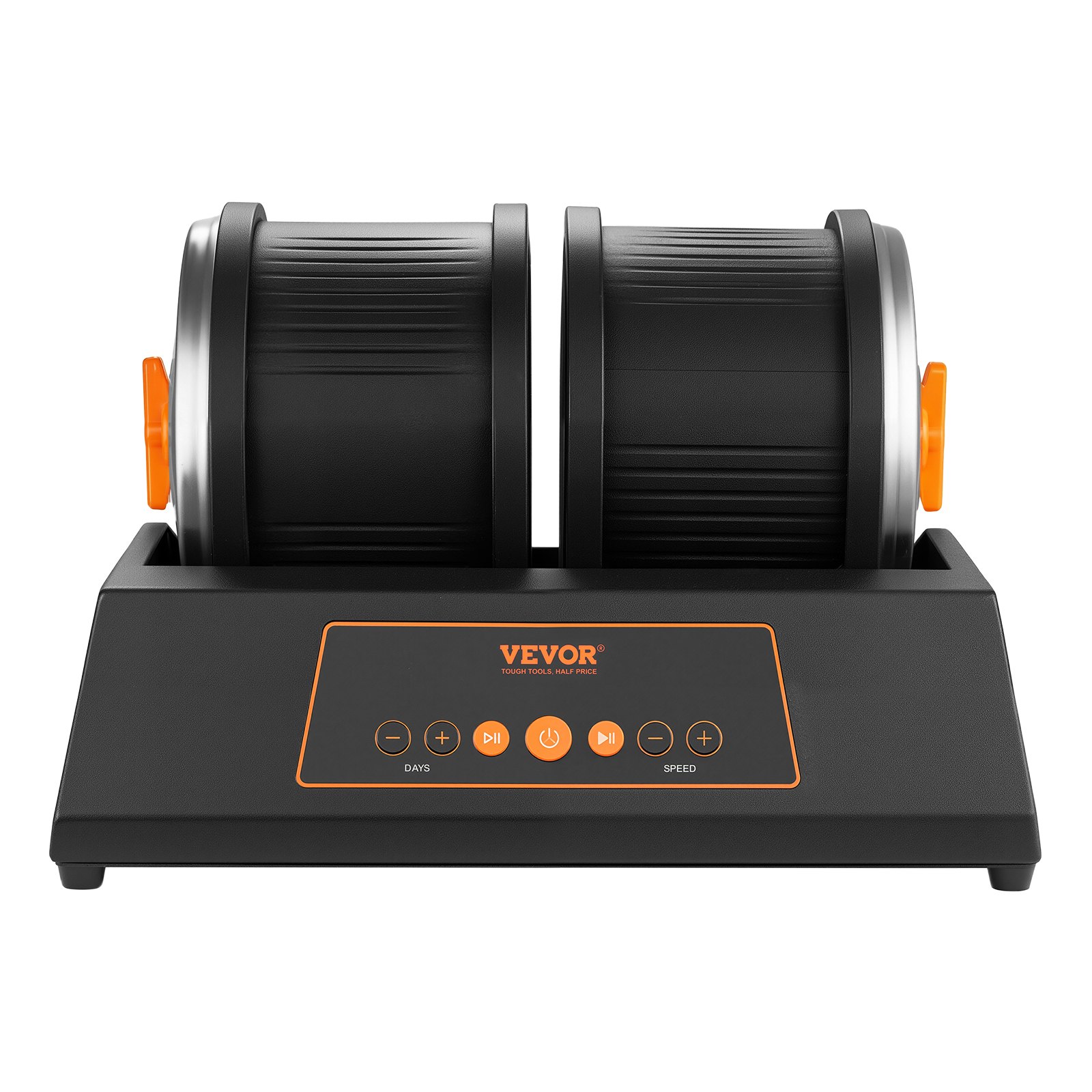 VEVOR Lucidatrice Elettrica per Rocce, Carico 3,63 kg, Doppio Tamburo, 4 Livelli di Velocità, Set per Lucidatura di Pietre con Timer di Lucidatura, Pannello di Controllo e Adattatore, Nero