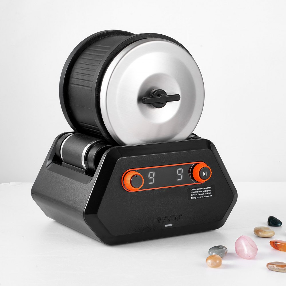 VEVOR Kit Lucidatrice per Rocce 1,8 kg, 9 Velocità, Timer di Lucidatura 9 Giorni, Kit Lucidatura Pietre, Lucidatrice per Rocce con Pietre Preziose Grezze e Graniglie Lucidanti, Lucidatrice Rocce ABS