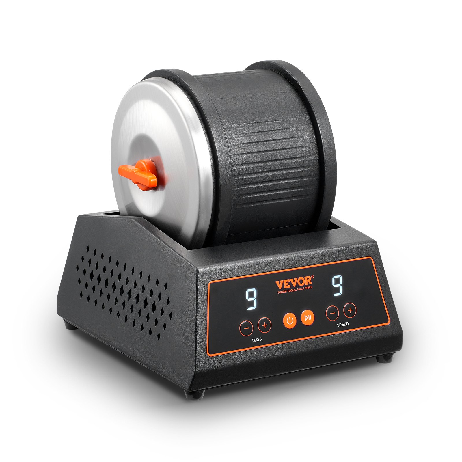 VEVOR Kit Lucidatrice per Rocce 1,8 kg, 9 Velocità, Timer di Lucidatura 9 Giorni, lucidatrice per Rocce con Motore a Trasmissione Diretta, Corpo in Acciaio Laminato a Freddo, Lucidatrice per Rocce