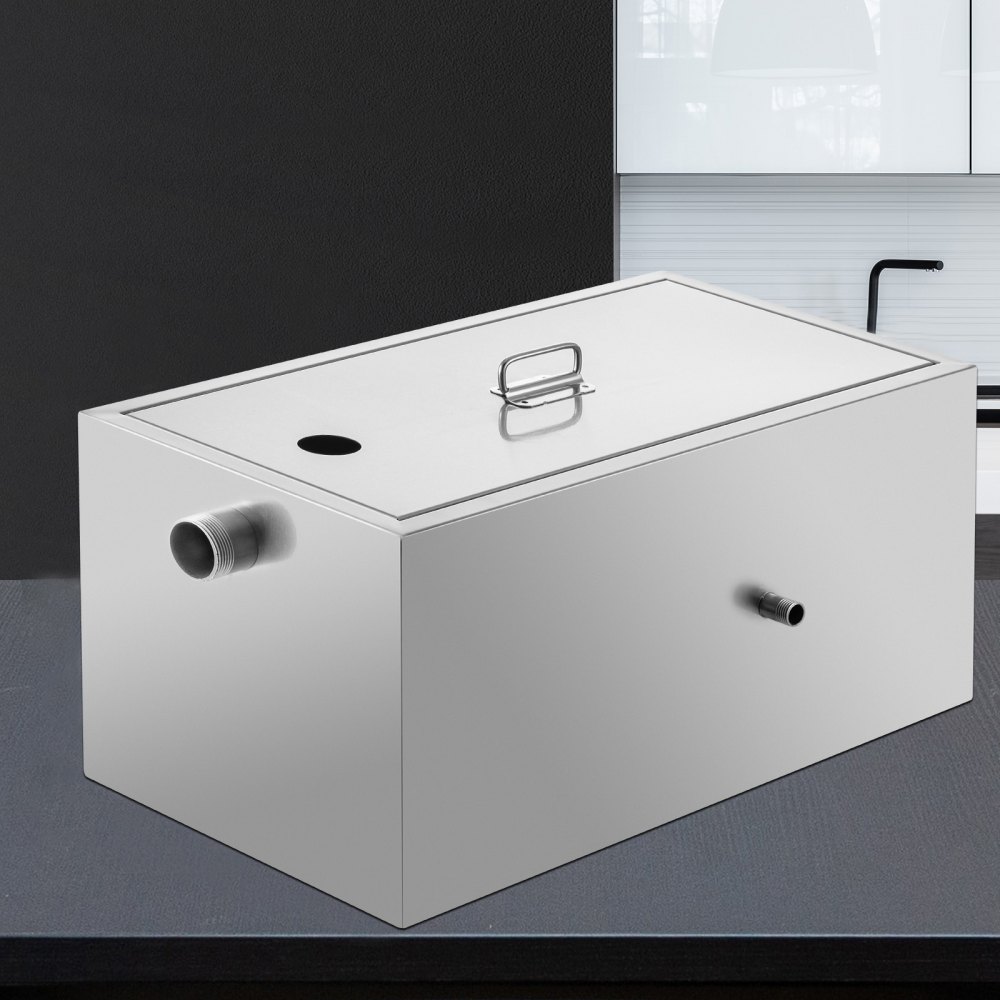 VEVOR Separatore Olio Acqua da Cucina Commerciale in Acciaio Inox, Separatore di Grasso Acqua Peso di 9 kg, Set di Separatore Olio Grasso e Acqua 60 x 30 x 30 cm da Cucina con Maniglia Uso Commerciale