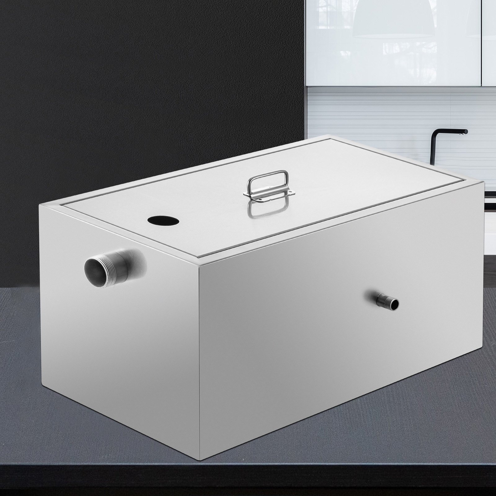 VEVOR Separatore Olio Acqua da Cucina Commerciale in Acciaio Inox, Separatore di Grasso Acqua Peso di 9 kg, Set di Separatore Olio Grasso e Acqua 60 x 30 x 30 cm da Cucina con Maniglia Uso Commerciale